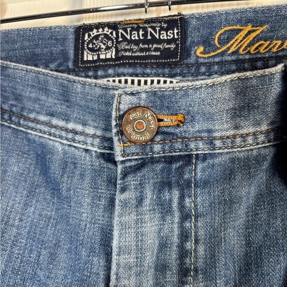 Nat Nast Jeans Mens 38x34 Blue Maverick Straight Medium Wash Faded Luxury Denim - Picture 5 of 11